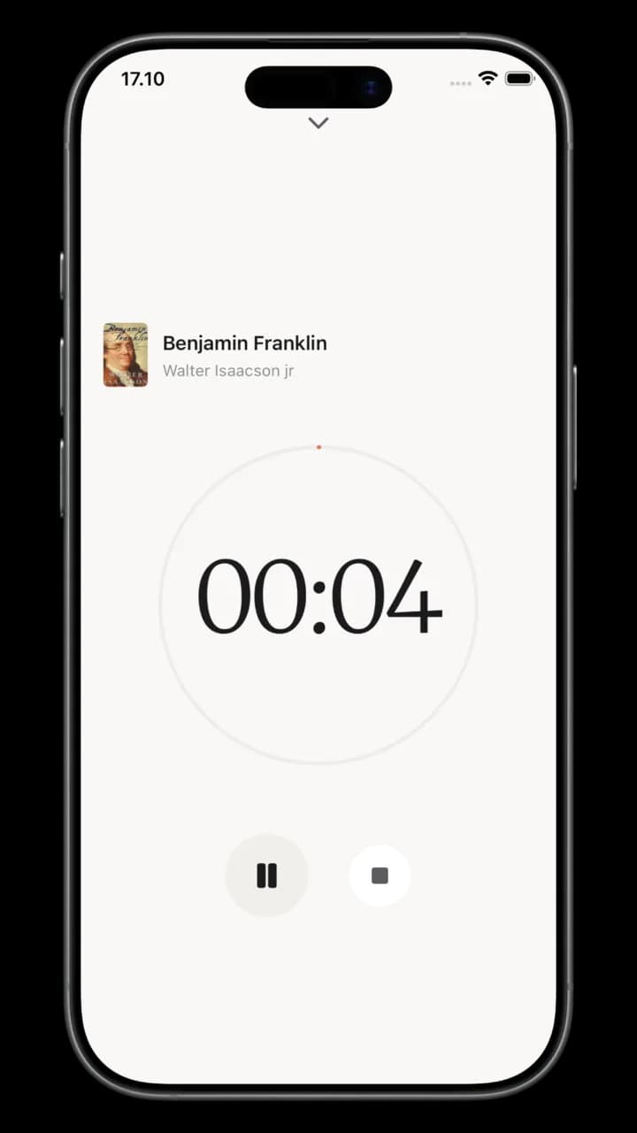 ReadersGuild reading timer with a calm progress ring